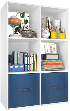PrimeZone 6 Cube Storage Organizer, Stackable Wood Cubby Bookshelf, White