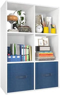 PrimeZone 6 Cube Storage Organizer, Stackable Wood Cubby Bookshelf, White