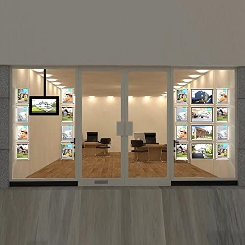 HKSIGN-A4 Acrylic Photo Frame Display Box Led Boards Backlit 8.5X11 Poster Frame Floor Sign Temporary Window Hanging Sign (4pcs A4 Portrait row)