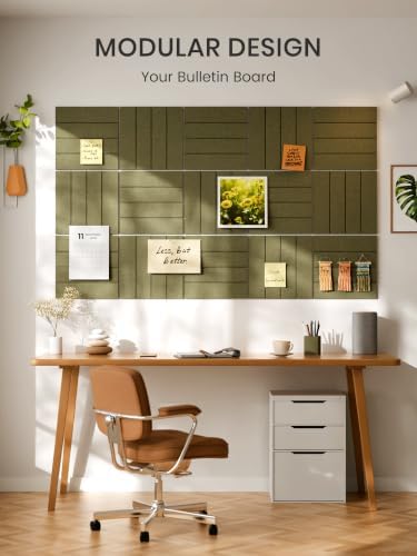 Bumusty 36" x 24" Large Cork Board Alternative, Olive Green