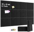 DOLLAR BOSS Felt Cork Board Tiles 48" x 36" Bulletin Board, 12 Pcs Black