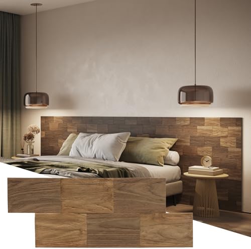 Wall!Supply 3D Wall Panels – Reclaimed Squared Asian Teak Wood – Home Decor Wallpaper Alternative for Living Room, Bedroom & Office – Easy DIY Installation – 10 Pack, Covers 9.68 Sq Ft