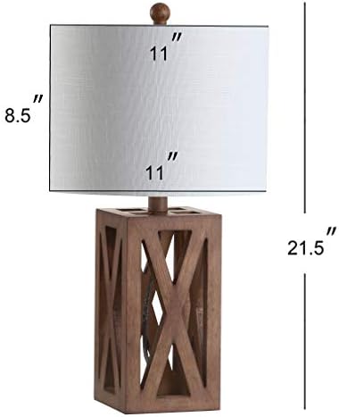 JONATHAN Y Stewart Rustic Wood Bedside Table Lamp 21.5", Brown