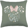 Disney Minnie Mouse Icon Spring Flowers Sage Green Throw Pillow
