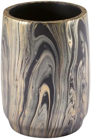 Nicole Miller - Tumbler, Resin Countertop Accessories, Ideal for Home & Bathroom, Dorm Room Essentials (Harper Collection, Black/Gold)