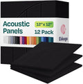 Acoustic Panels 12-Pack Soundproof Wall Panels 12"x12"x0.4" Decorative Sound Dampening for Your Home, Office, Studio, Bedroom & More with Unique ModuArc Carving [Deep Black]