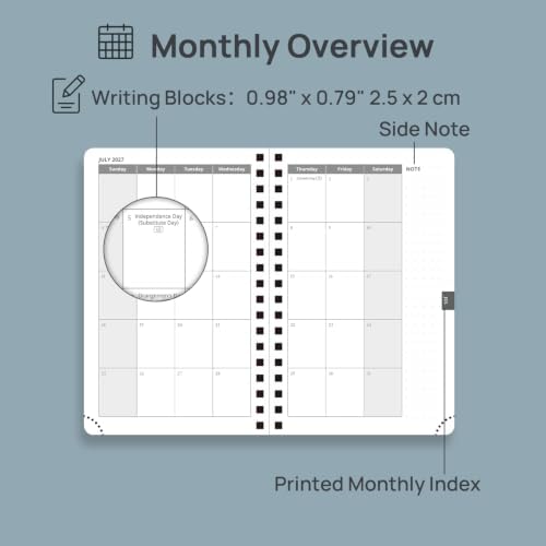 POPRUN 2027 Pocket Planner (Small-4'' x 6.25'') Weekly and Monthly Calendar