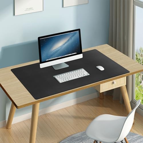 Mydours 36" x 16" XL Large Desk Mat - PU Leather Full Desk Mouse Pad, Black