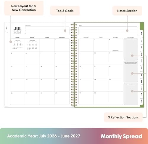 Blue Sky 2026-2027 Weekly & Monthly Academic Planner, 8.5"x11", Coreen