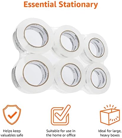 Amazon Basics Packing Tape, Strong & Durable for Moving, Storage, Shipping, Mailing and Sealing, Crystal Clear, 1.88" x 109 Yards, 12-Pack