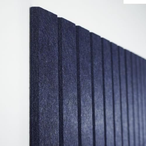 Cork Board Alternative-Felt Slat Wall Paneling,Office Bulletin Board for Decoration, Suitable for Displaying Photos and Documents, with Removable Adhesive Labels,12-Pack (Dark Blue)