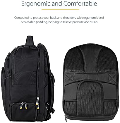 StarTech Unisex Backpack, Laptop/Tablet Pockets, Nylon, Black