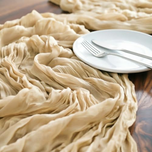 Beige Cheesecloth Table Runner Fall Boho Wedding Birthday Home Decor