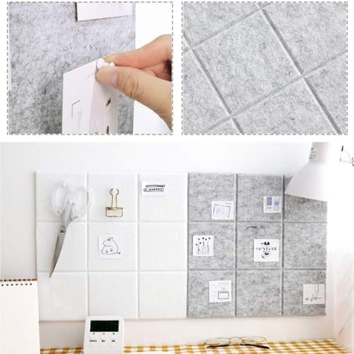 Large Cork Board Felt Board Tiles for Walls with 60 Push Pins, 11.8"x11.8" Pack of 12 Pin Board Notice Boards for Home Office Kitchen, Bulletin Board Wall Tiles for Photos Memos