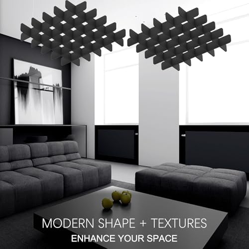 Acoustic Ceiling Panels Sound Absorbing Panels, Square Black