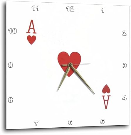 3dRose DPP_76551_1 Ace of Hearts Playing Card-Red Heart Suit-Gifts for Cards Game Players of Poker Bridge Games-Wall Clock, 10 by 10-Inch