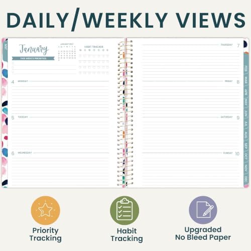 bloom daily planners 2027 Planner for Women (8.5" x 11") - Weekly & Monthly Calendar Year (January to December) Softcover Agenda Book Organizer with Stickers & Stencil - Confetti