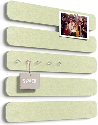 JBER Felt Strip Board 13" x 2", 5 Pack Cork Board Alternative, Grass Green