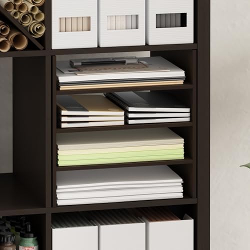 Furinno Cubicle 3-Shelf Cube Insert, Cube Organizer, Dark Oak | 13.3W x 13.4H, Fits into Furinno Extra Thick Cubes, for Organizers and Storage (Does not fit IKEA Kallax Shelving)