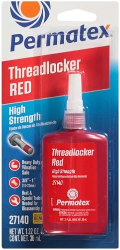 Permatex 27140 High Strength Threadlocker Red, 36 ml