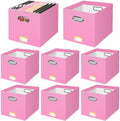 BALEINE 8PK File Organizer Box, Cardboard File Folder Organizer with Handle | Strong Corrugated Paper Core, Label Stickers for Identification, Hanging File Folder Organizer, Home Office Document Storage