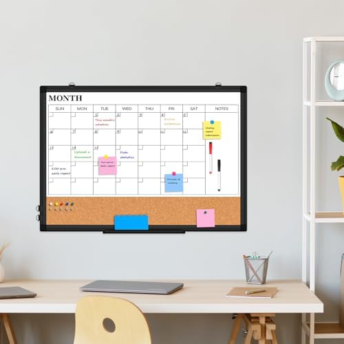 Calendar Whiteboard Dry Erase for Wall, 36" x 24" Month White Board Black