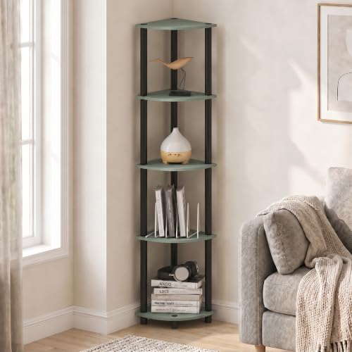 Furinno Turn-N-Tube Toolless Assembly 5-Tier Storage Shelves, Sage Green