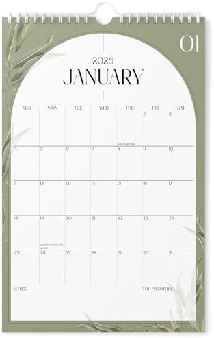 Karto Wall Calendar 2026 11x17 in - Boho Greenery