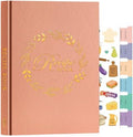 Lanpn B5 Blank Recipe Book Cookbook to Write in Your Own Recipes, Leather Cover Waterproof Empty Cooking Journal for 70 Recipes, Recipe Notebook with Stickers to Organize Your Family Recipes, Rose