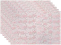 Batmerry Seamless Pink Cherry Blossoms Linen Placemats Set of 6, Vintage Floral On Light Pink Washable Table Mats for Kitchen Table Thickened Heat Insulation Dining Set Indoor Outdoor 12X18 in