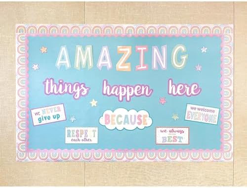 Teacher Created Resources Pastel Pop Amazing Things Happen Here Bulletin Board (TCR8413)