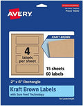 Avery® Kraft Brown Rectangle Labels, Sure Feed® Technology, 2" x 6", 60 Kraft Brown Labels, Print-to-The-Edge, Laser/Inkjet Printable