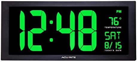 AcuRite Digital Clock, 18-Inch / Green