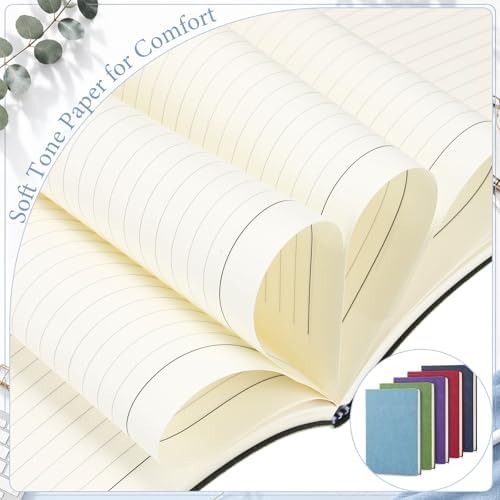 Tenceur 5 Pcs A4 College Ruled Notebook 8.5'' x 11'' Lined Journal 200 Pages Lined Artificial Leather Sketchbook for Writing Office School Business Home Gifts Supplies (Bright Color)