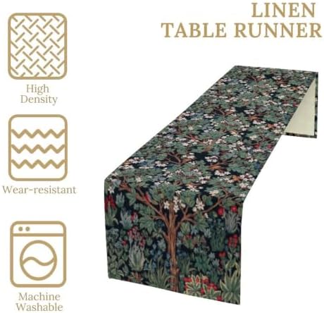 William Morris Tree of Life Table Runner Vintage Flowers Table Runner for Dining Table Decor 13 x 90 Inch