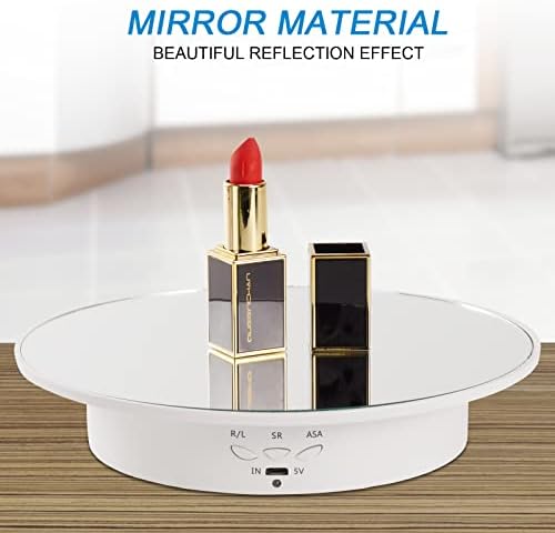 7.87'' Rotating Display Stand Motorized Rotating Display Stand, 22 lbs Load Rotating Platform with Mirror Cover, Rotating Stand with USB Charging Port, for Jewelry Photography Products 3D Model Cake
