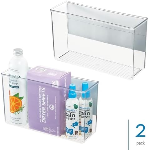 iDesign Magnetic Large Clear Plastic Organizer Bins, 2-Pack