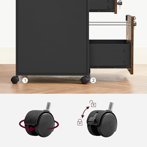 VASAGLE 2 Drawer File Cabinet with Lock, Rolling Printer Stand