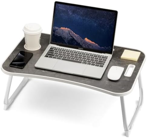 ZEAPTAC Foldable Lap Desk, Bed Desk, Bed Table & Laptop Stand w/Cup Holder