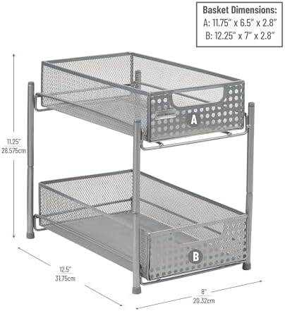 Mind Reader Accessory Organizer, Supply Storage, Desktop, Crafts, Office, Metal Mesh, 8"L x 12.5"W x 11.25"H, White