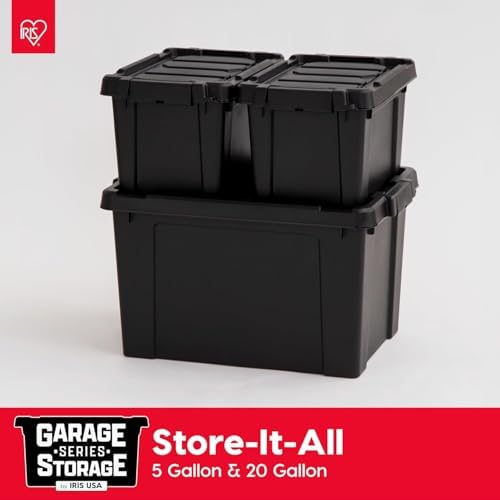 IRIS USA 6-Pack 20 Gal Heavy Duty Lockable Storage Totes with Lids, Black