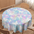 Rainbow Butterfly Tablecloth, Colorful Pink Blue White Butterflies Cartoon Print Table Cover for Farmhouse Kitchen Dining Room Table Decor, 36x36in