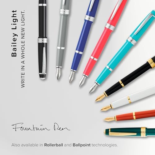 Cross Bailey Light Polished White Fountain Pen, Extra-Fine Nib