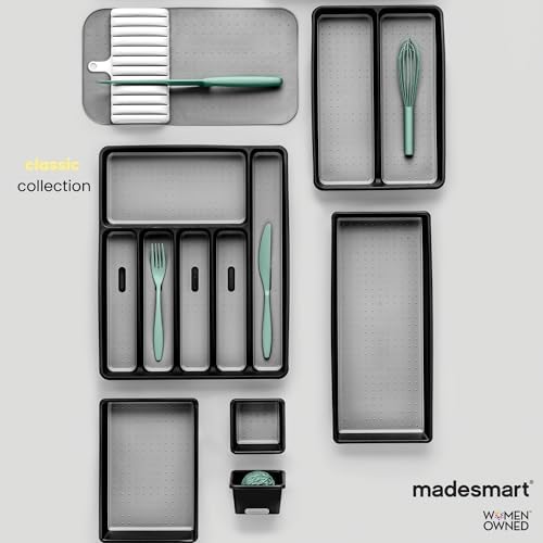 madesmart Classic 3 Compartment Utensil Tray, Carbon