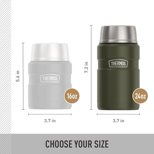 THERMOS Stainless King Vacuum-Insulated Food Jar, 24 Ounce, Matte Army Green