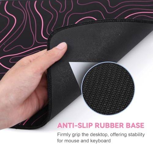 Rcege Large Gaming Mouse Pad Extended Desk Mat with Non Slip Stitched Edge