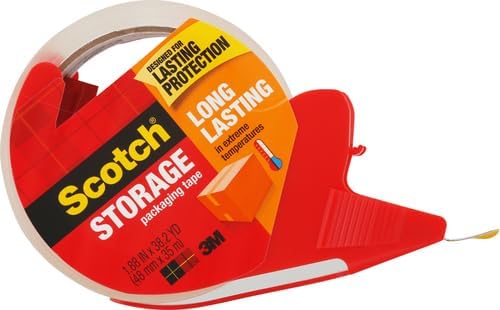 Scotch Long Lasting Storage Shipping Packaging Tape, 1.88" x 38.2 yd, 1 Roll with Dispenser (3650S-RD-ESF) (Pack of 2)