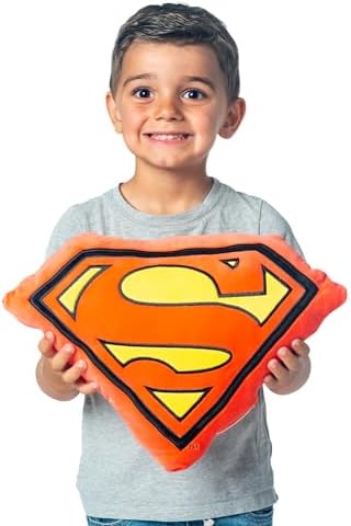 Northwest Superman Classic Logo Cloud Pillow 12" – Superhero Plush Stuffed Toy for Kids & Adults, Soft Room Decor, Gift for Boys & Girls