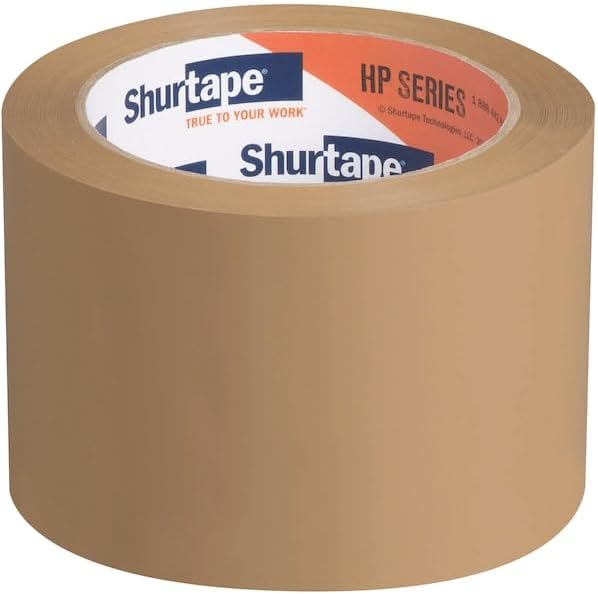 Shurtape HP 200 Medium Duty Hot Melt Shipping and Packaging Tape, For Hand or Automated Sealing, 48mm x 100 Meters Per Roll, Clear, 6-Roll Pack (104483)