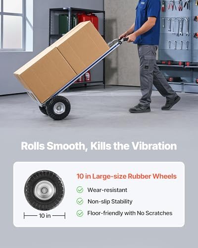 VEVOR Heavy Duty Hand Truck 500 lbs 10 in Wheels Aluminum Moving Dolly